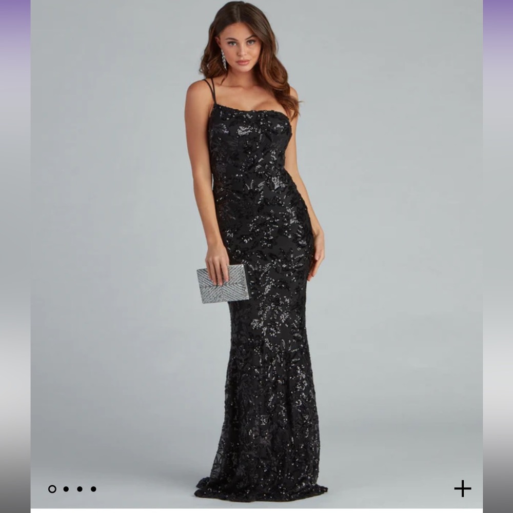 Black Meredith One-Shoulder Sequin Formal Dress - NWOT